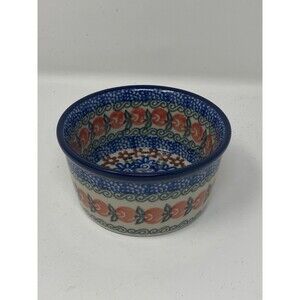 Ceramika Artystyczna Boleslawiec Ramekin Bowl Rare Apple Pattern 409